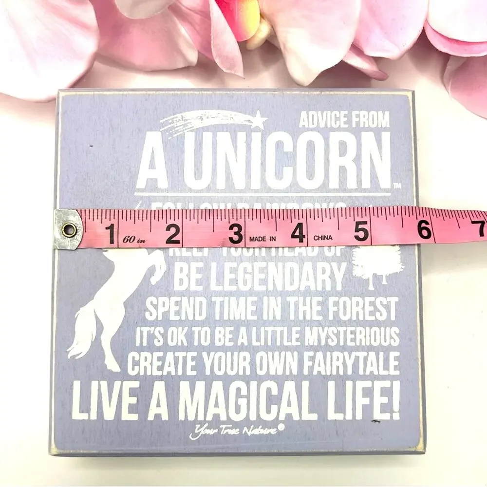 Primitives by Kathy Unicorn Wooden Box Sign 6x6 Inspirational Decor